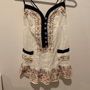 Embroidered strappy peplum tank with shells